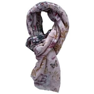 Boho Floral Print Scarf Long Scarf Lightweight Pink Gray Purple